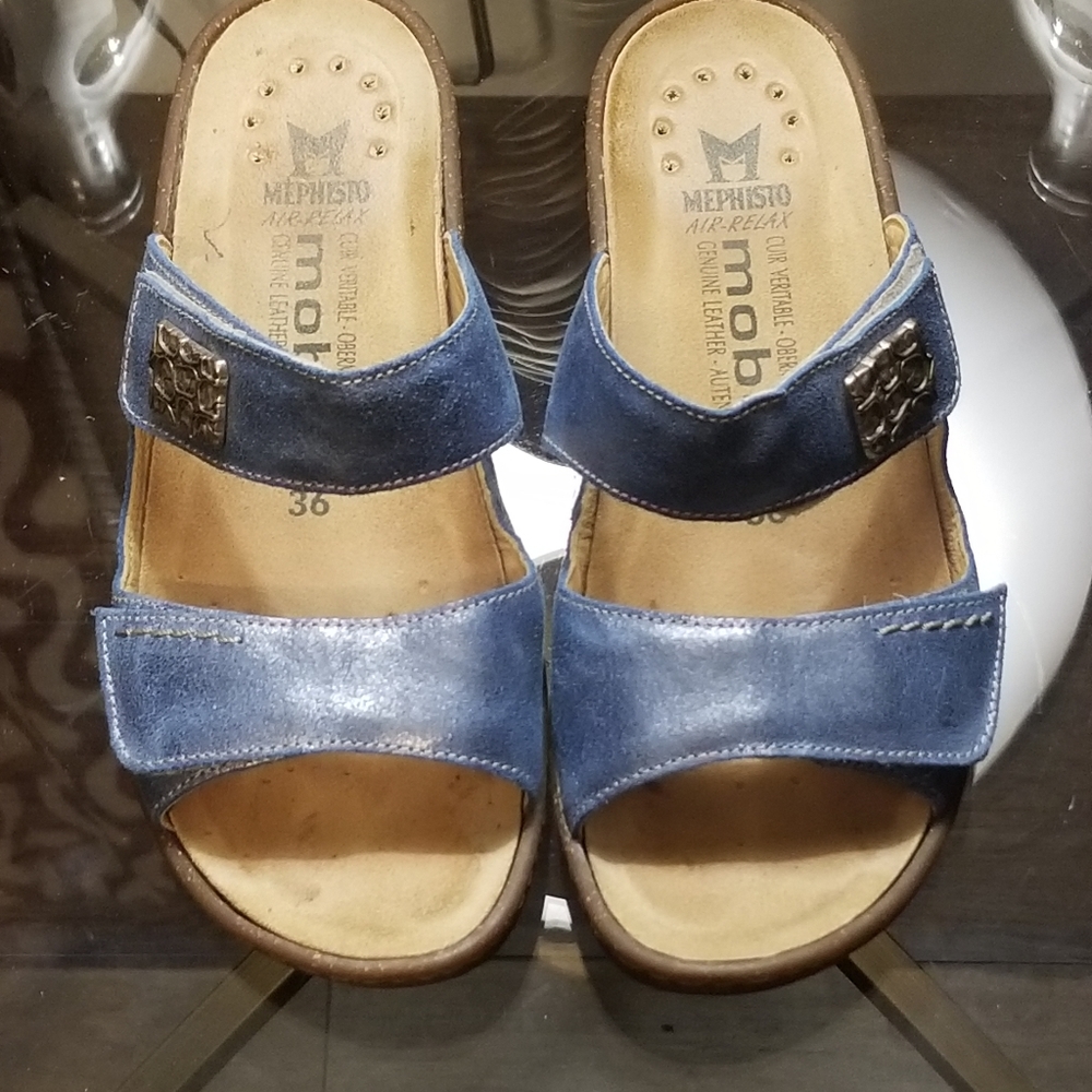 WOMEN'S MEPHISTO MOBILS LEATHER SLIDE SANDALS SZ